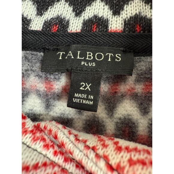 Talbots Nordic Fair Isle Mock Neck Pullover Fleece Sweater Womens Size 2X Black - Picture 9 of 10